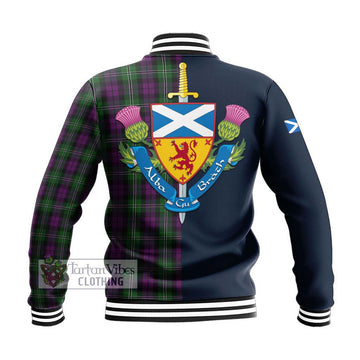 Tartan Vibes Clothing Wilson Tartan Baseball Jacket with Scottish Lion Royal Arm Half Style