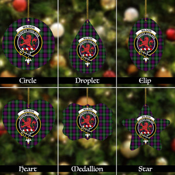 Wilson Tartan Christmas Ornaments with Family Crest