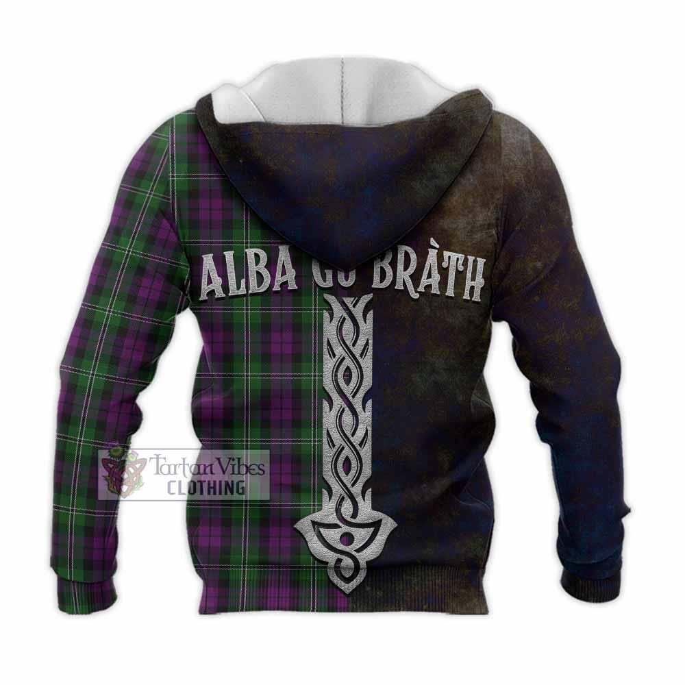 Tartan Vibes Clothing Wilson Tartan Family Crest Knitted Hoodie Alba Gu Brath Be Brave Lion Ancient Style