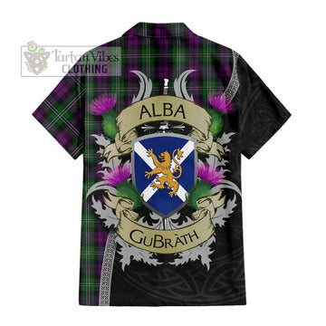 Tartan Vibes Clothing Wilson Tartan Family Crest Short Sleeve Button Shirt Lion Rampant Royal Thistle Shield Celtic Inspired