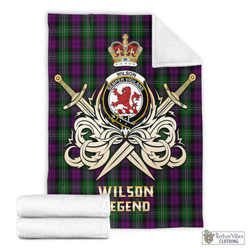Wilson Tartan Blanket with Clan Crest and the Golden Sword of Courageous Legacy