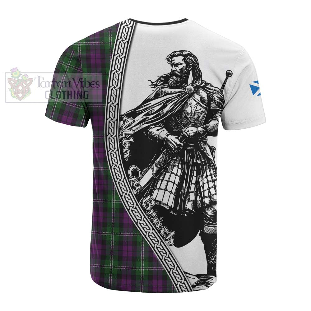 Wilson Tartan Clan Crest Cotton T-shirt with Highlander Warrior Celtic Style