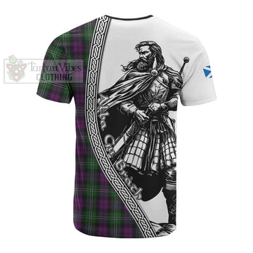 Wilson Tartan Clan Crest Cotton T-shirt with Highlander Warrior Celtic Style