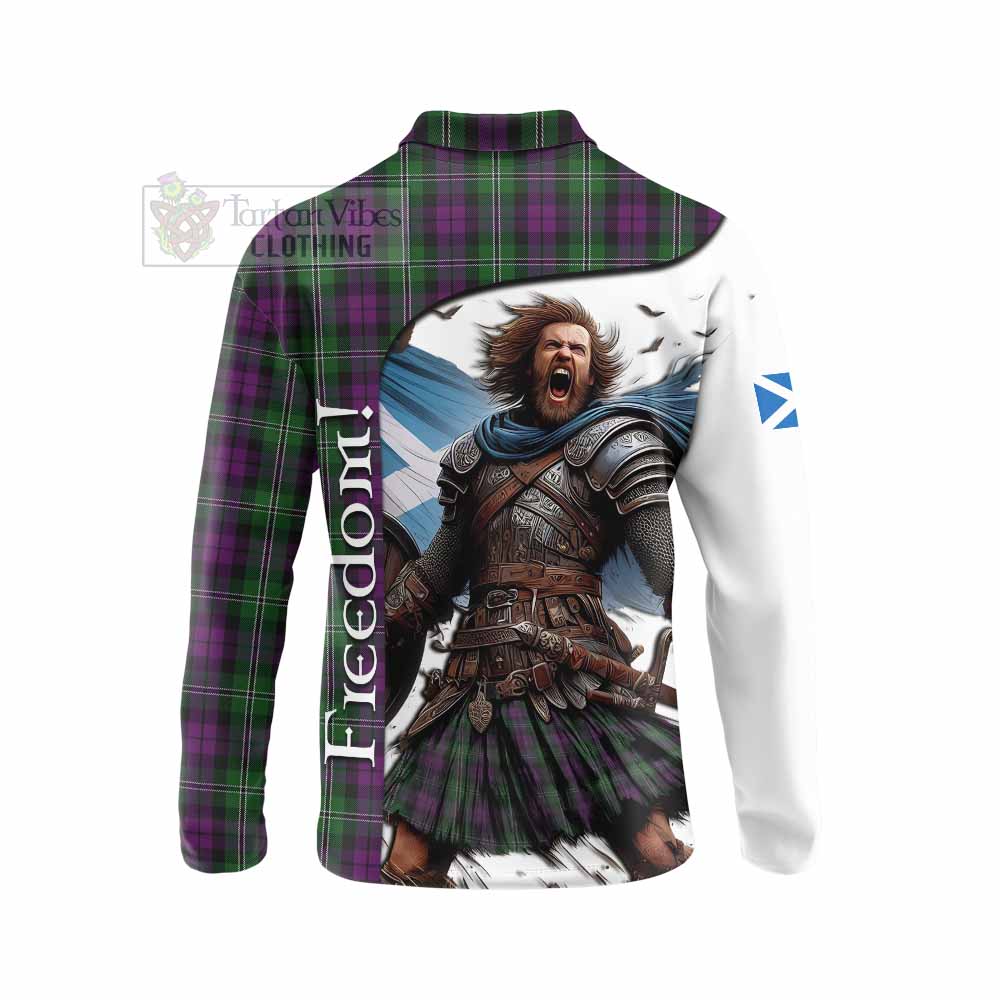 Tartan Vibes Clothing Wilson Crest Tartan Long Sleeve Polo Shirt Inspired by the Freedom of Scottish Warrior