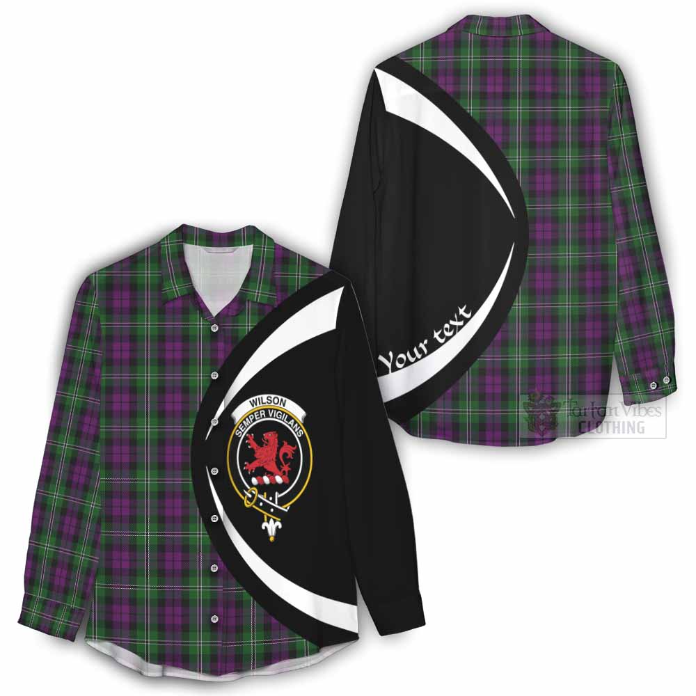 Tartan Vibes Clothing Wilson Tartan Women's Casual Shirt with Family Crest Circle Style