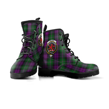 Wilson Tartan Leather Boots with Family Crest