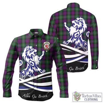 Wilson Tartan Long Sleeve Button Up Shirt with Alba Gu Brath Regal Lion Emblem