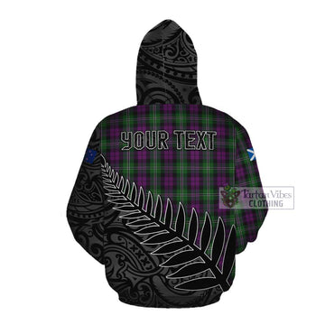 Tartan Vibes Clothing Wilson Crest Tartan Cotton Hoodie with New Zealand Silver Fern Half Style