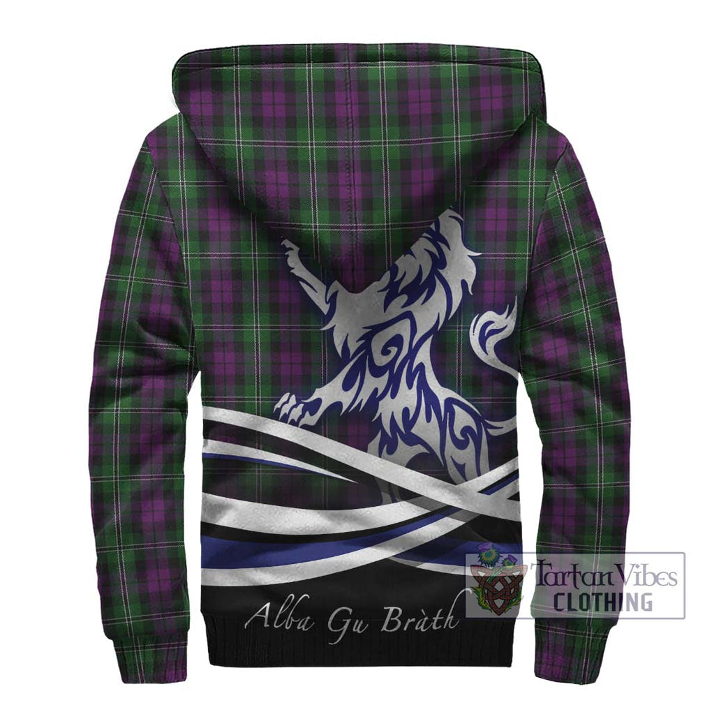 Wilson Tartan Sherpa Hoodie with Alba Gu Brath Regal Lion Emblem - Tartanvibesclothing Shop