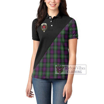 Wilson Tartan Women's Polo Shirt with Family Crest and Military Logo Style - Tartanvibesclothing Shop