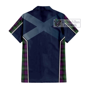 Wilson Tartan Short Sleeve Button Shirt with Family Crest and Lion Rampant Vibes Sport Style - Tartan Vibes Clothing