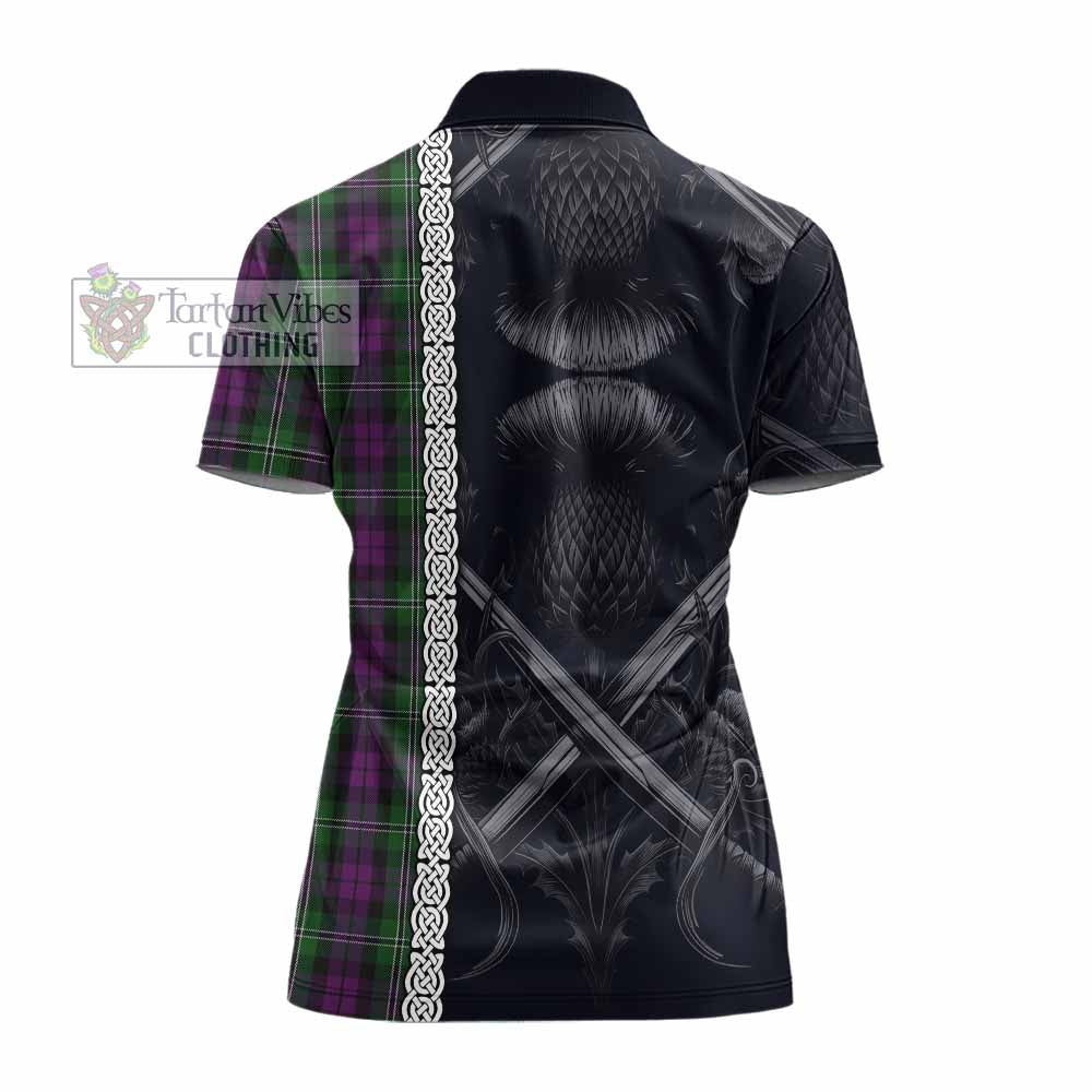 Tartan Vibes Clothing Wilson Tartan Women's Polo Shirt with Family Crest Cross Sword Thistle Celtic Vibes