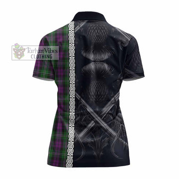 Tartan Vibes Clothing Wilson Tartan Women's Polo Shirt with Family Crest Cross Sword Thistle Celtic Vibes