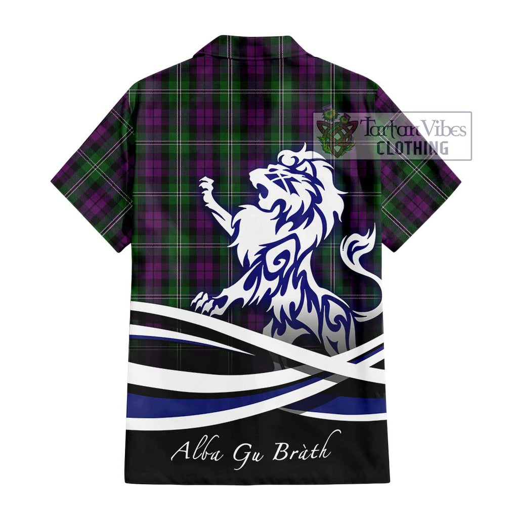 Wilson Tartan Short Sleeve Button Shirt with Alba Gu Brath Regal Lion Emblem - Tartanvibesclothing Shop