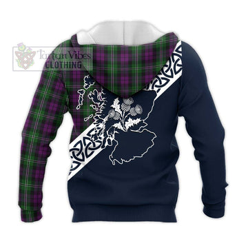 Tartan Vibes Clothing Wilson Tartan Knitted Hoodie Featuring Thistle and Scotland Map