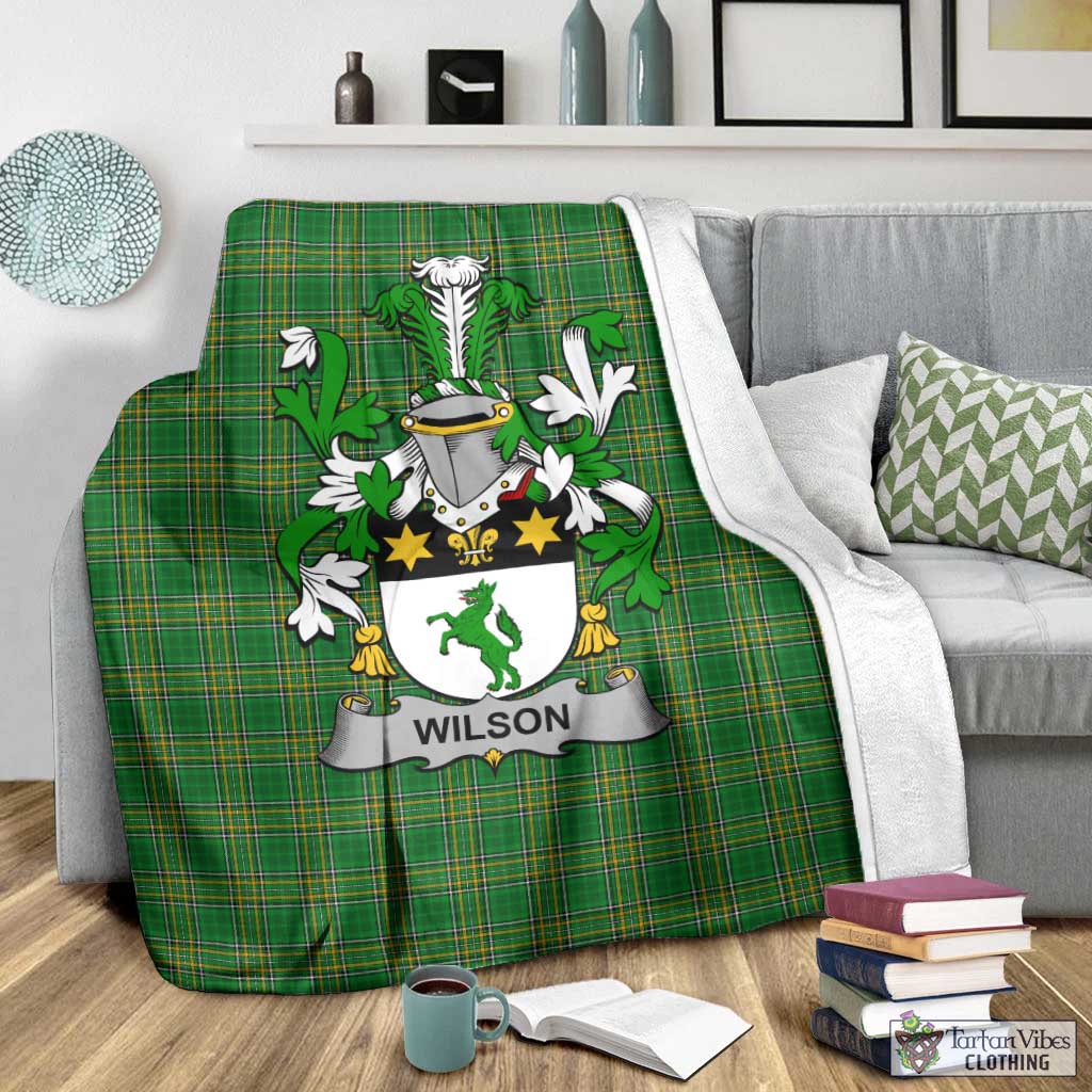 Wilson Irish Clan Tartan Blanket with Coat of Arms - Tartan Vibes Clothing