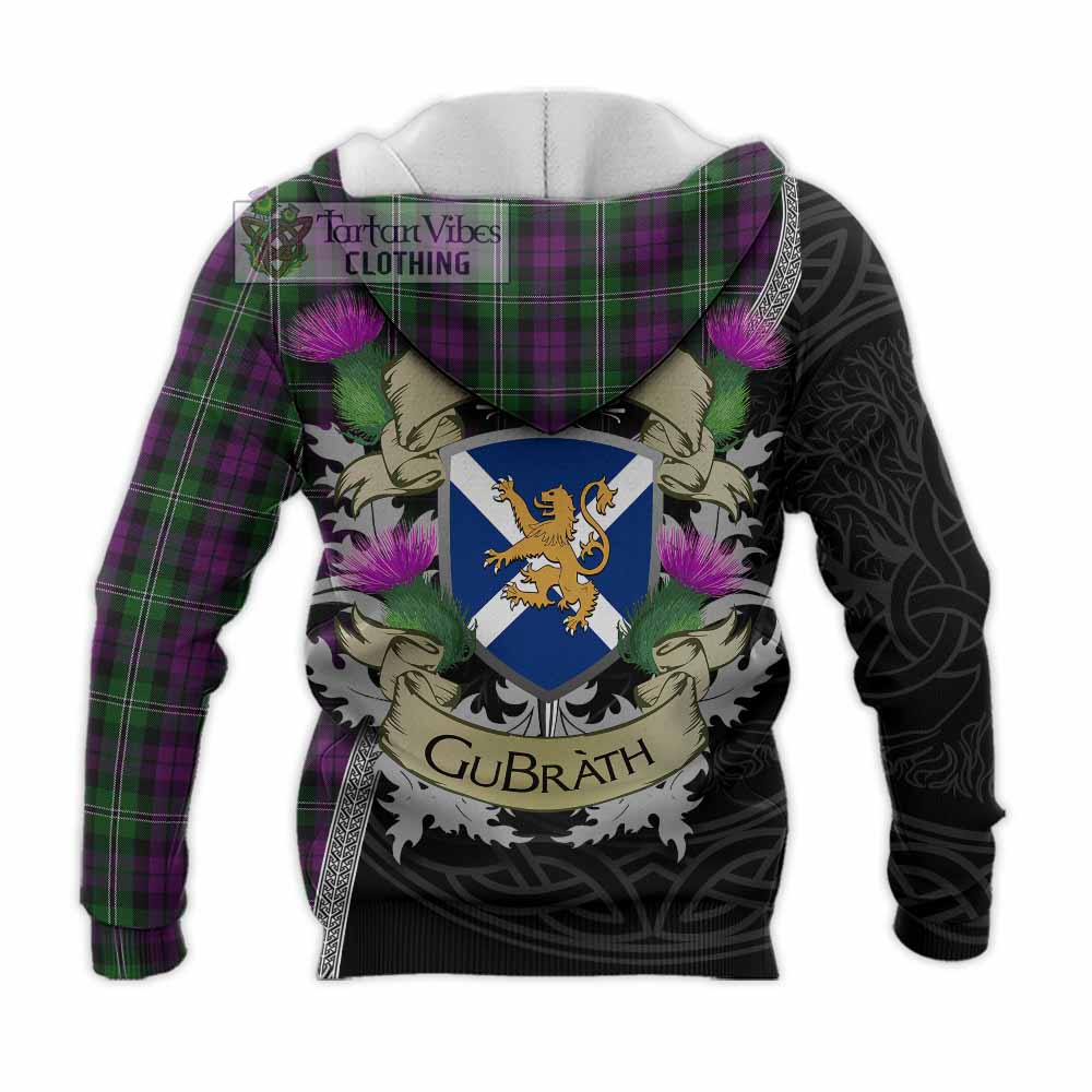 Tartan Vibes Clothing Wilson Tartan Family Crest Knitted Hoodie Lion Rampant Royal Thistle Shield Celtic Inspired