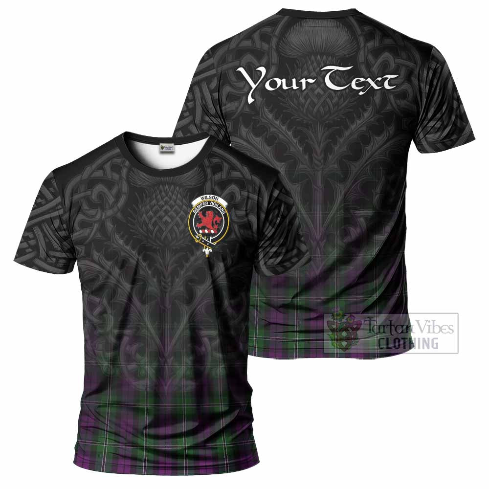 Tartan Vibes Clothing Wilson Tartan T-Shirt with Family Crest Celtic Thistle Vibes