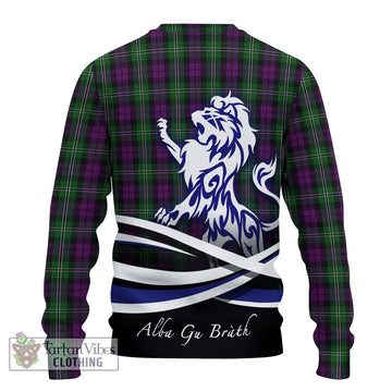 Wilson Tartan Knitted Sweater with Alba Gu Brath Regal Lion Emblem - Tartanvibesclothing Shop