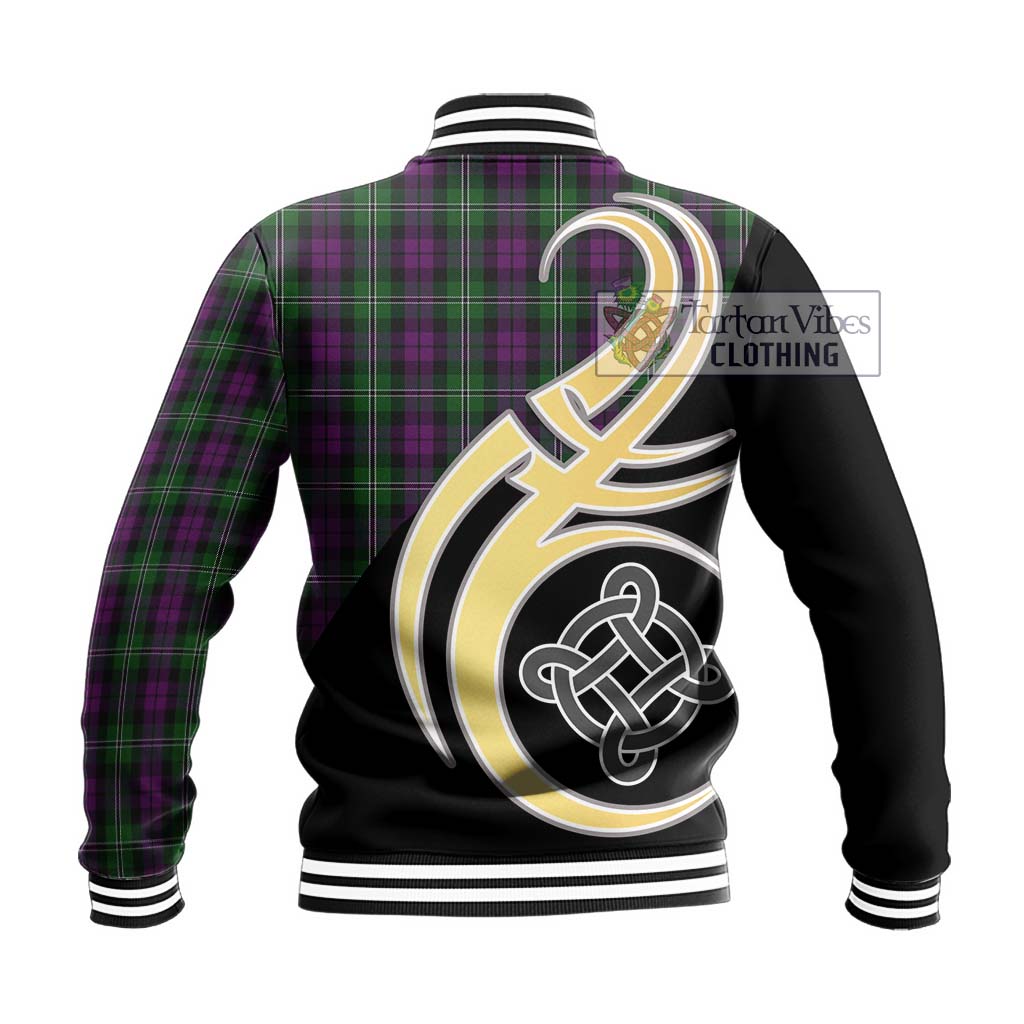 Wilson Tartan Baseball Jacket with Family Crest and Celtic Symbol Style - Tartan Vibes Clothing