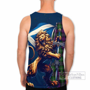 Tartan Vibes Clothing Wilson Tartan Family Crest Men's Tank Top with Scottish Majestic Lion