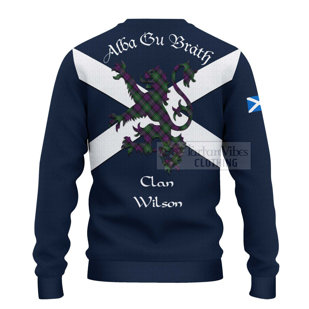 Tartan Vibes Clothing Wilson Tartan Lion Rampant Knitted Sweater – Proudly Display Your Heritage with Alba Gu Brath and Clan Name