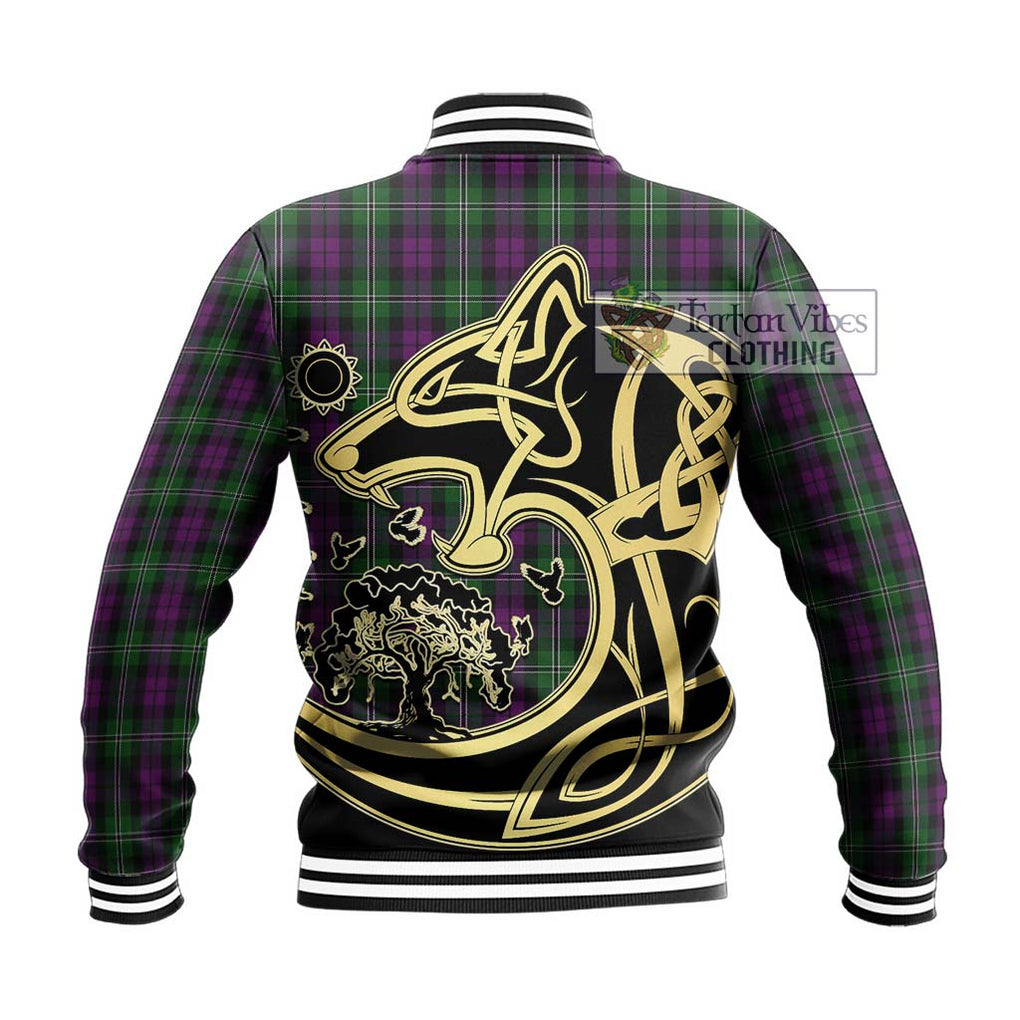 Wilson Tartan Baseball Jacket with Family Crest Celtic Wolf Style - Tartan Vibes Clothing