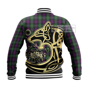 Wilson Tartan Baseball Jacket with Family Crest Celtic Wolf Style - Tartan Vibes Clothing