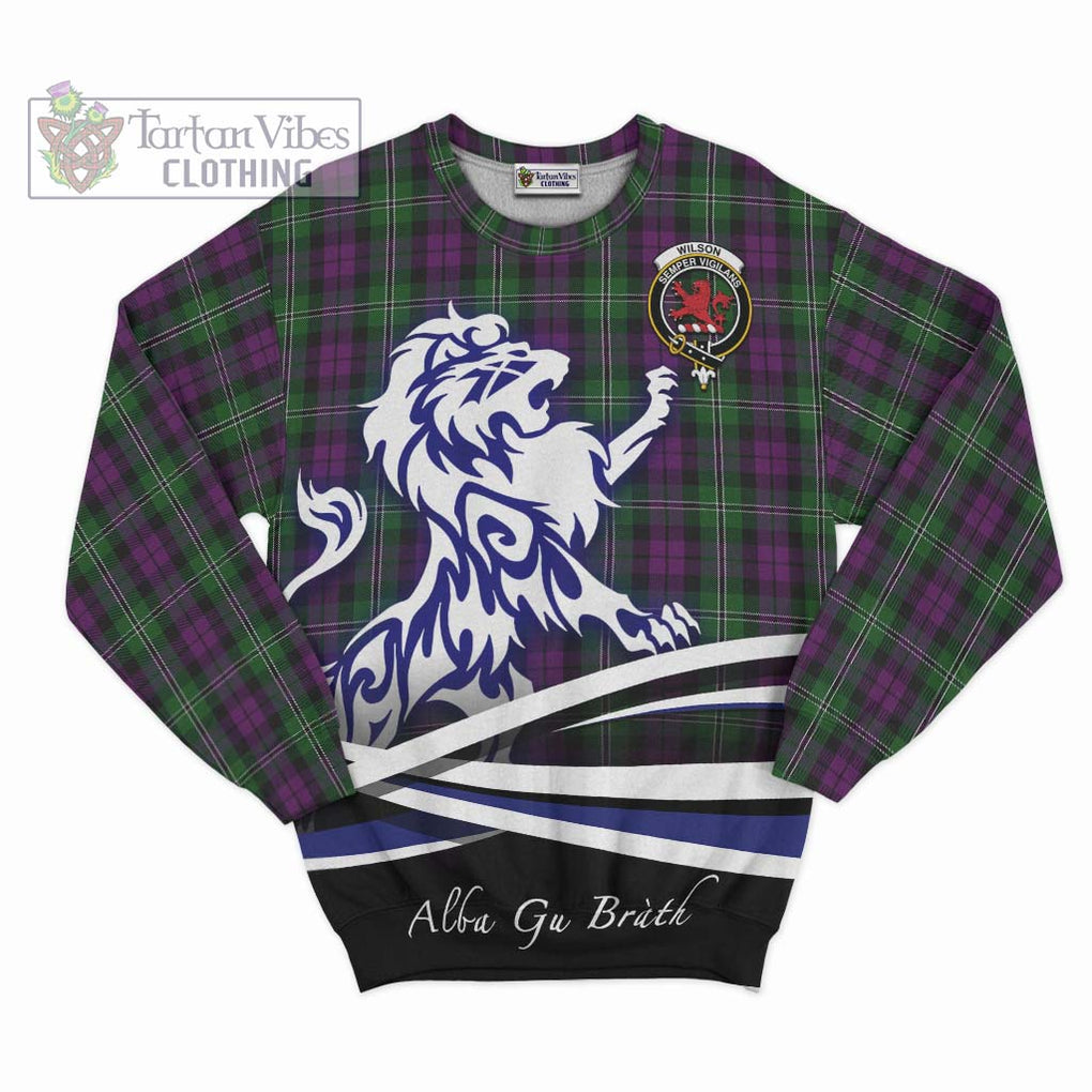 Wilson Tartan Sweatshirt with Alba Gu Brath Regal Lion Emblem - Tartanvibesclothing Shop