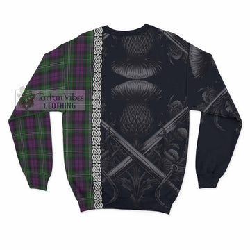 Tartan Vibes Clothing Wilson Tartan Sweatshirt with Family Crest Cross Sword Thistle Celtic Vibes