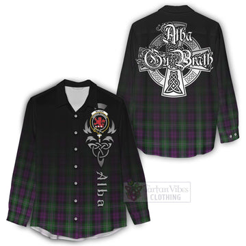 Tartan Vibes Clothing Wilson Tartan Women's Casual Shirt Featuring Alba Gu Brath Family Crest Celtic Inspired
