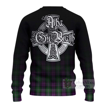 Tartan Vibes Clothing Wilson Tartan Knitted Sweater Featuring Alba Gu Brath Family Crest Celtic Inspired