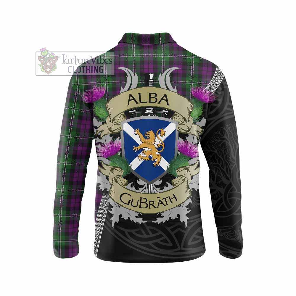 Tartan Vibes Clothing Wilson Tartan Family Crest Long Sleeve Polo Shirt Lion Rampant Royal Thistle Shield Celtic Inspired