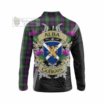 Tartan Vibes Clothing Wilson Tartan Family Crest Long Sleeve Polo Shirt Lion Rampant Royal Thistle Shield Celtic Inspired