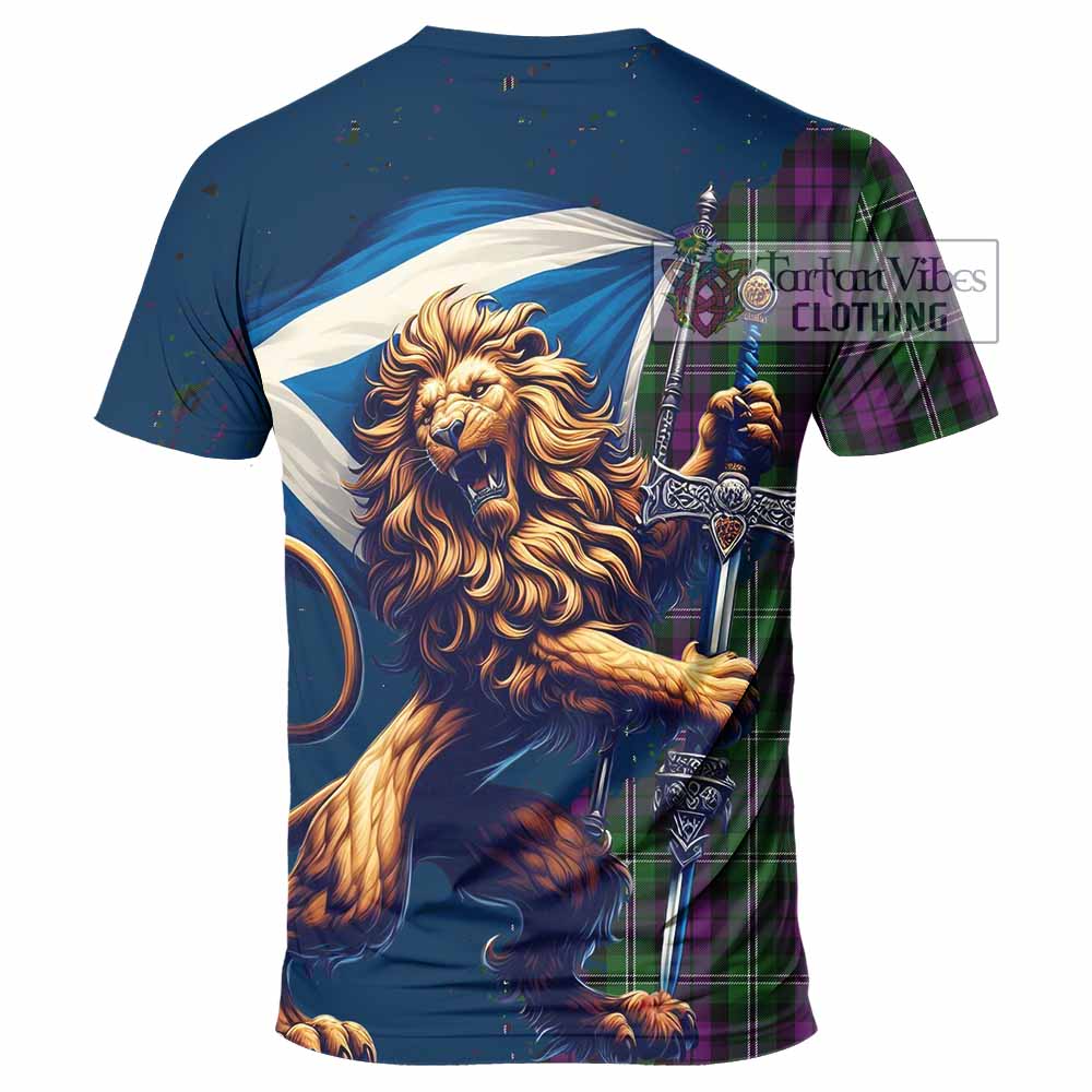 Tartan Vibes Clothing Wilson Tartan Family Crest T-Shirt with Scottish Majestic Lion