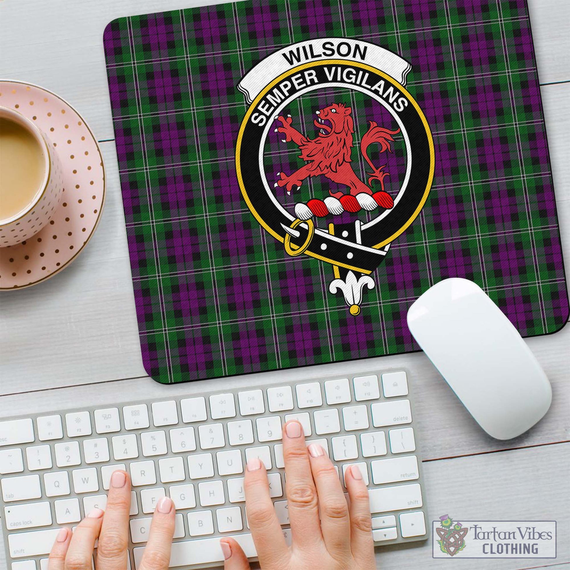 Tartan Vibes Clothing Wilson Tartan Mouse Pad with Family Crest