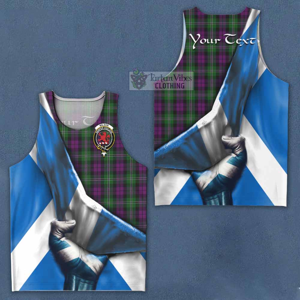 Tartan Vibes Clothing Wilson Tartan Men's Tank Top with Family Crest Scotland Patriotic Style