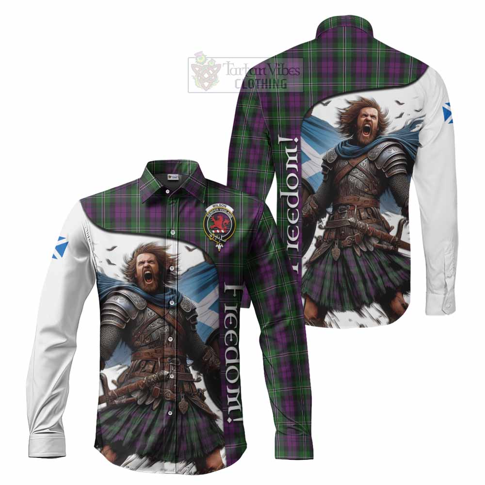 Tartan Vibes Clothing Wilson Crest Tartan Long Sleeve Button Shirt Inspired by the Freedom of Scottish Warrior