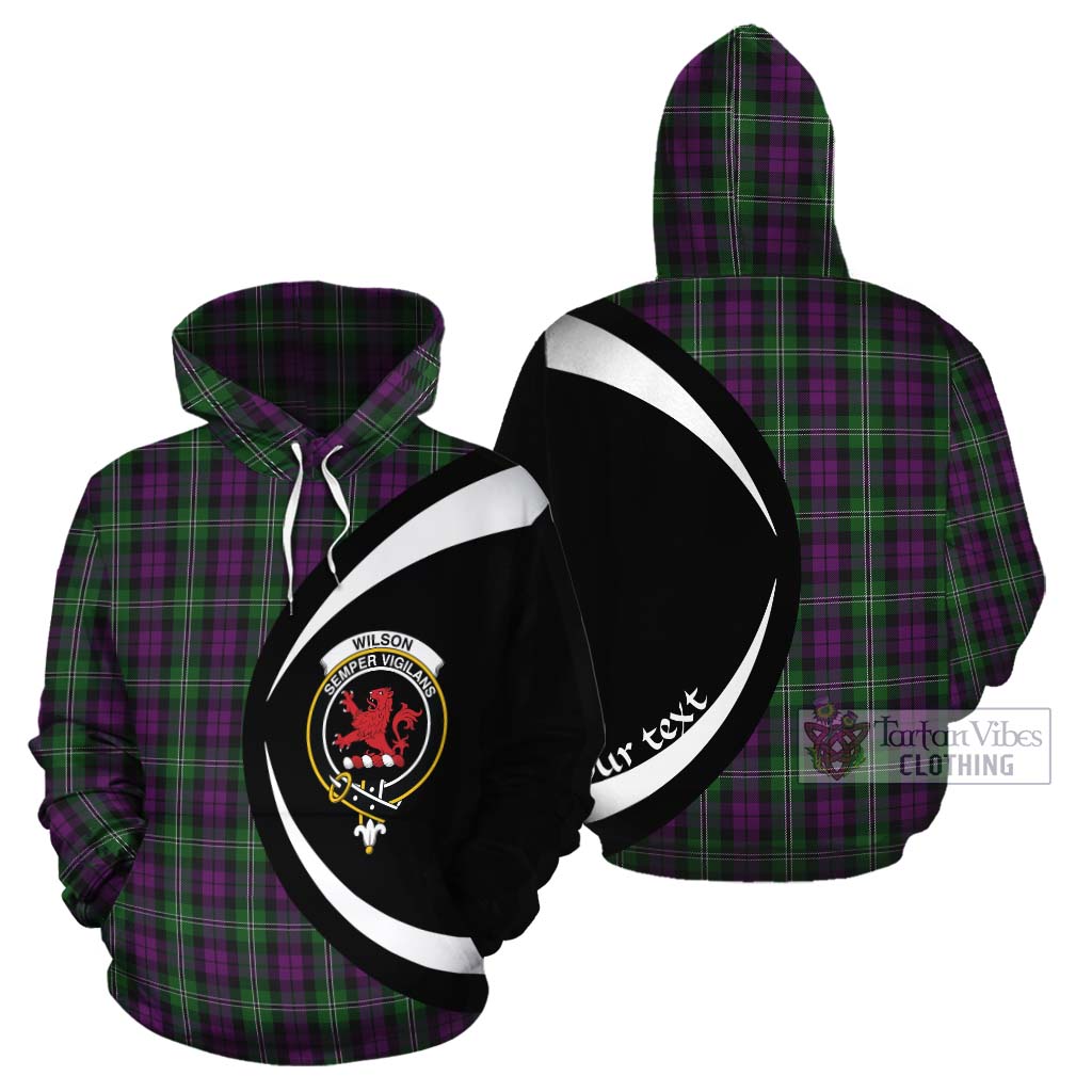 Tartan Vibes Clothing Wilson Tartan Cotton Hoodie with Family Crest Circle Style