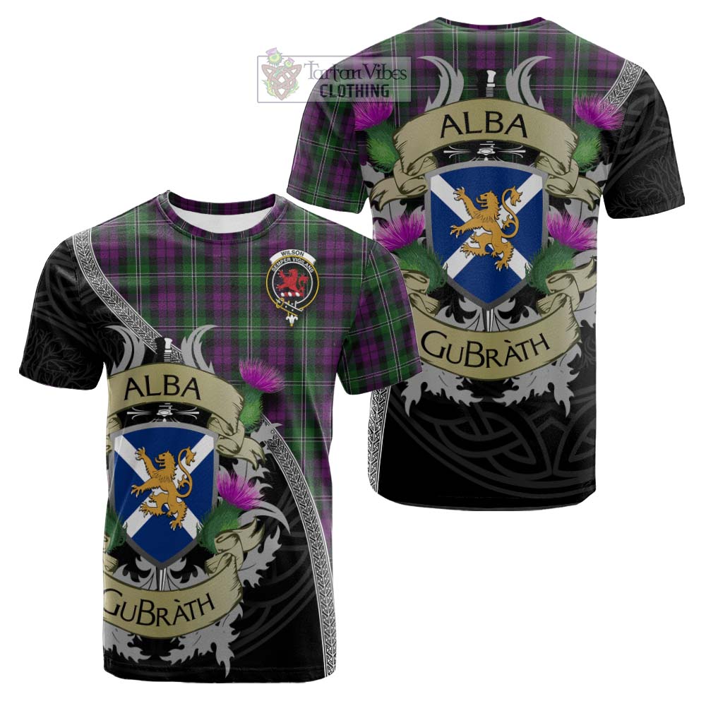 Tartan Vibes Clothing Wilson Tartan Family Crest Cotton T-shirt Lion Rampant Royal Thistle Shield Celtic Inspired