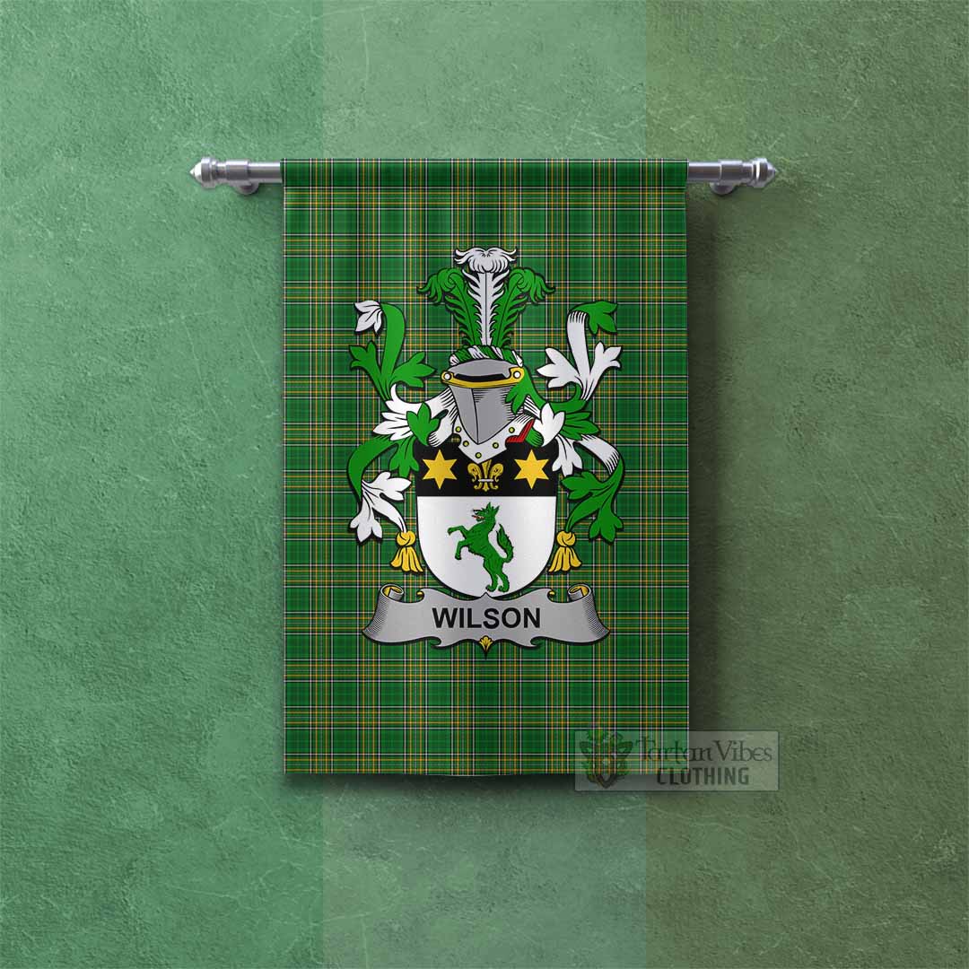 Tartan Vibes Clothing Wilson Irish Clan Tartan Gonfalon, Tartan Banner with Coat of Arms