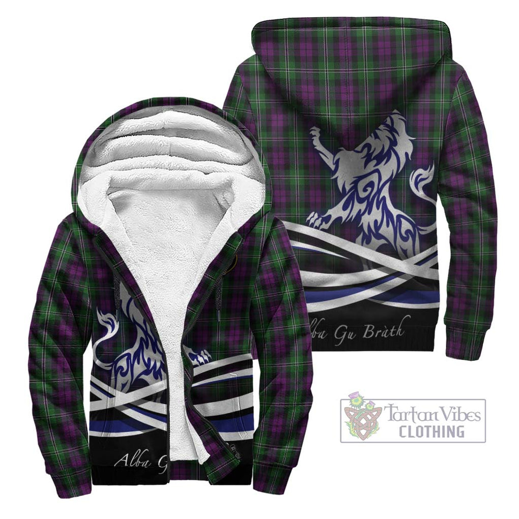 Wilson Tartan Sherpa Hoodie with Alba Gu Brath Regal Lion Emblem Unisex - Tartanvibesclothing Shop