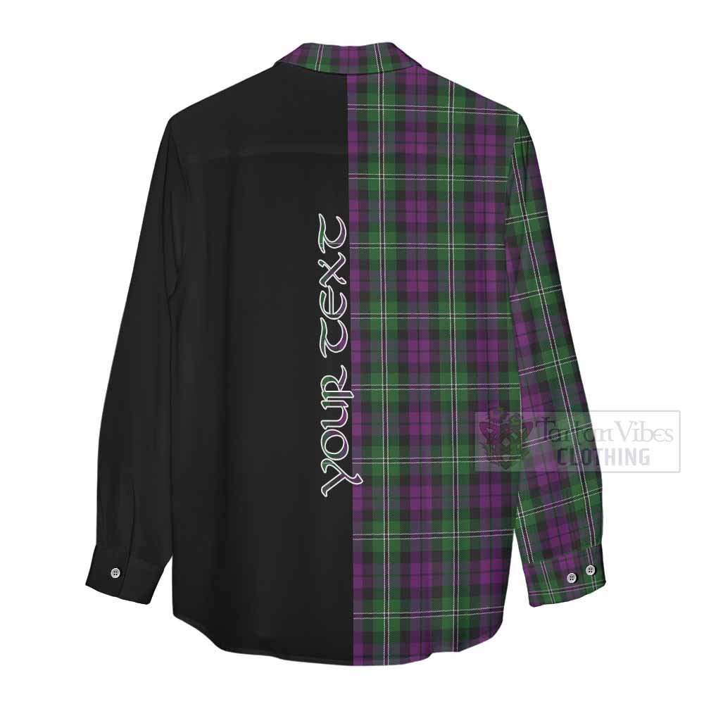 Tartan Vibes Clothing Wilson Tartan Women's Casual Shirt with Family Crest and Half Of Me Style