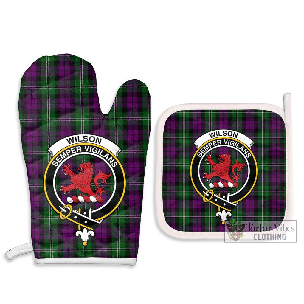 Wilson Tartan Combo Oven Mitt & Pot-Holder with Family Crest Combo 1 Oven Mitt & 2 Pot-Holder White - Tartan Vibes Clothing