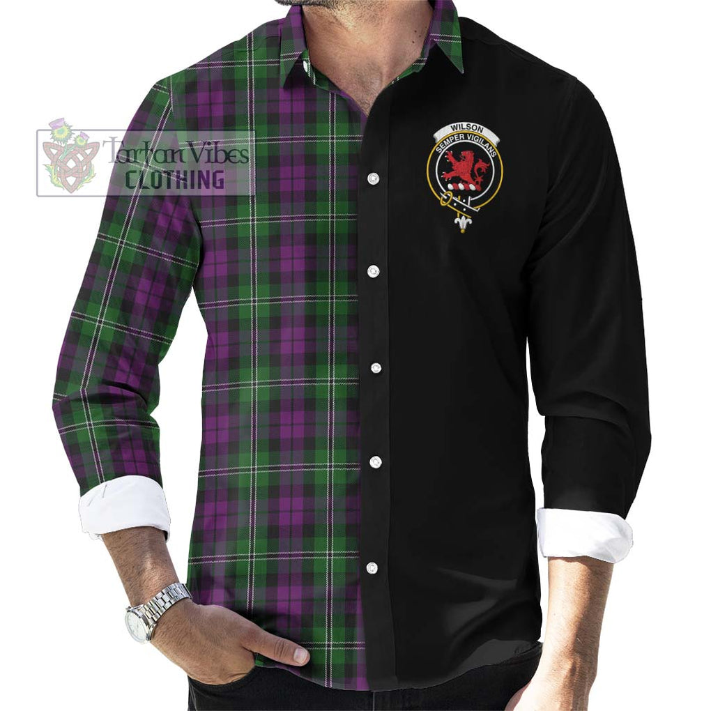 Wilson Tartan Long Sleeve Button Shirt with Family Crest and Half Of Me Style - Tartanvibesclothing Shop