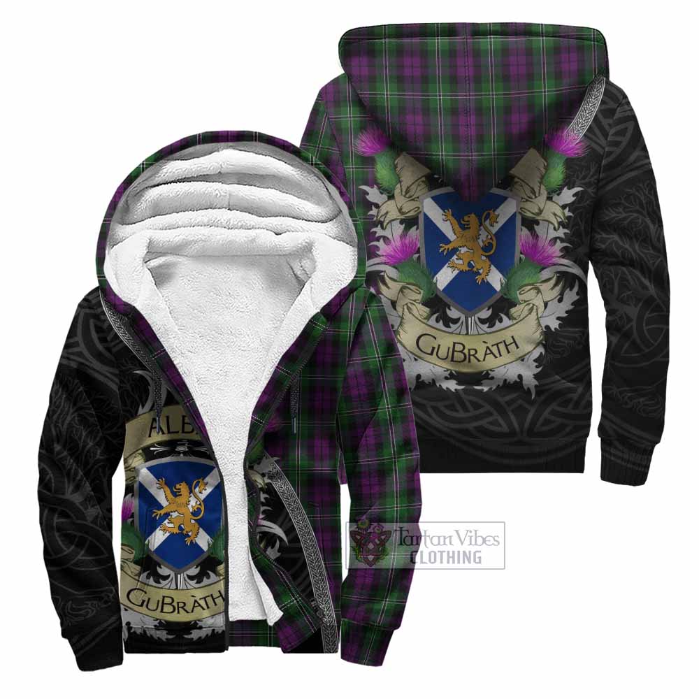 Tartan Vibes Clothing Wilson Tartan Family Crest Sherpa Hoodie Lion Rampant Royal Thistle Shield Celtic Inspired