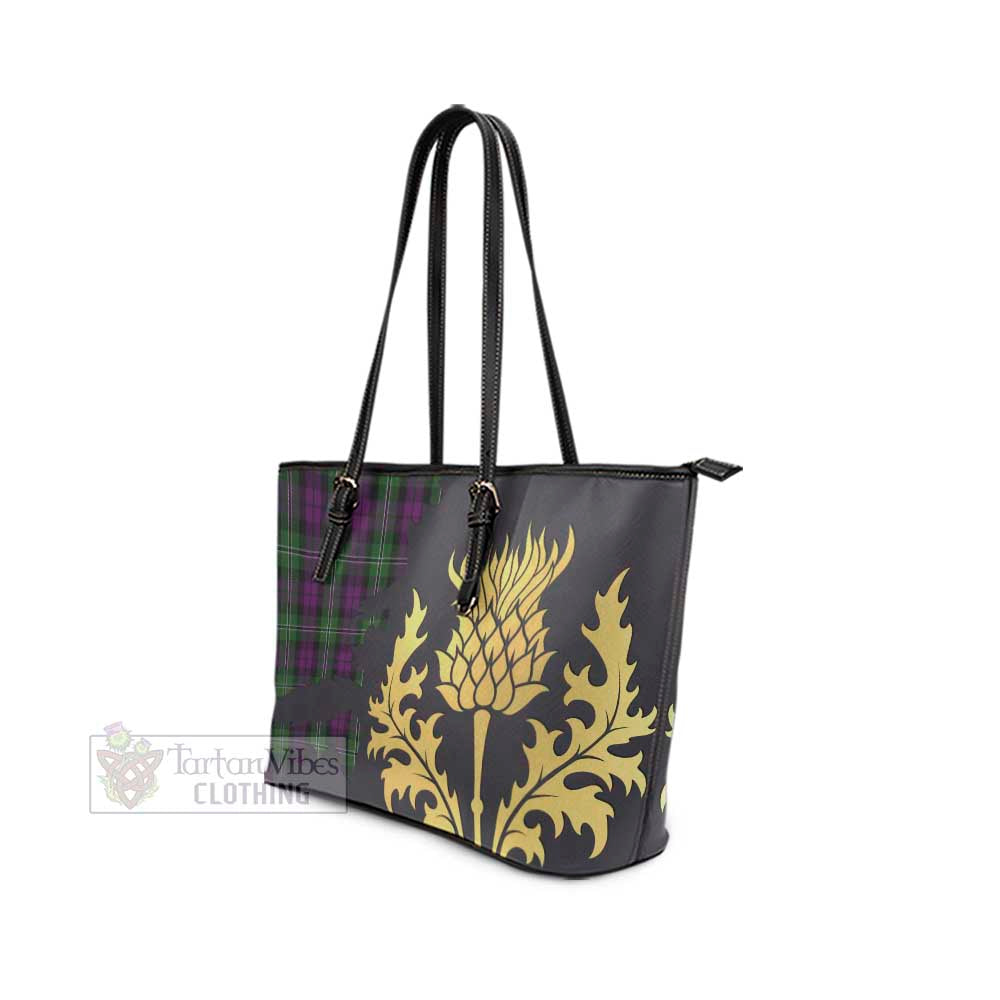 Tartan Vibes Clothing Wilson Tartan Leather Tote Bag Gold Thistle Style