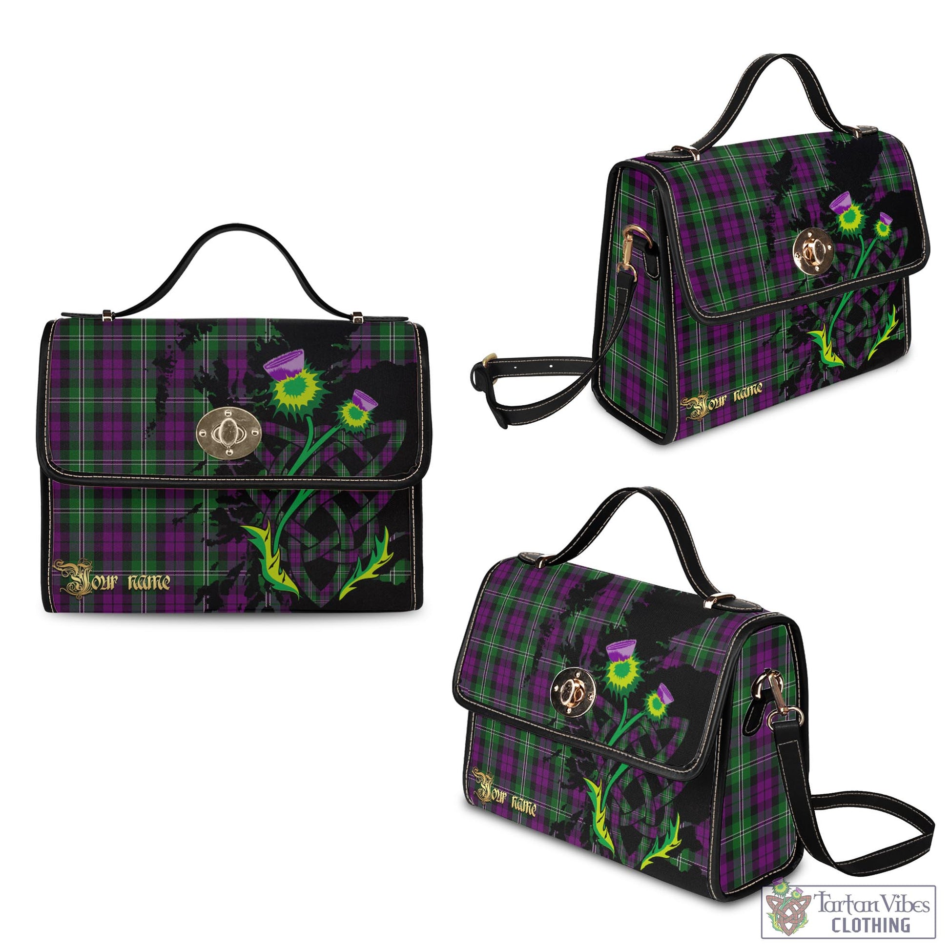 Tartan Vibes Clothing Wilson Tartan Waterproof Canvas Bag with Scotland Map and Thistle Celtic Accents