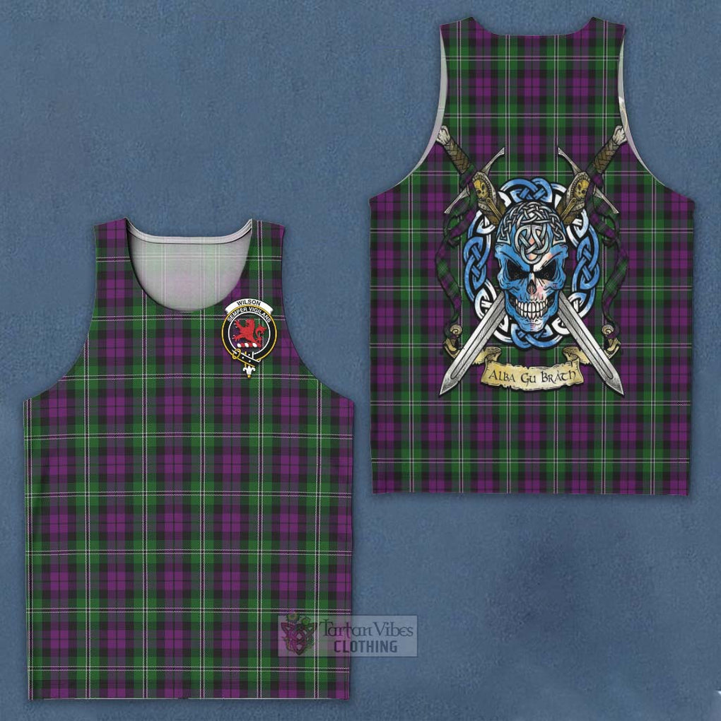 Wilson Tartan Men's Tank Top with Family Crest Celtic Skull Style - Tartan Vibes Clothing