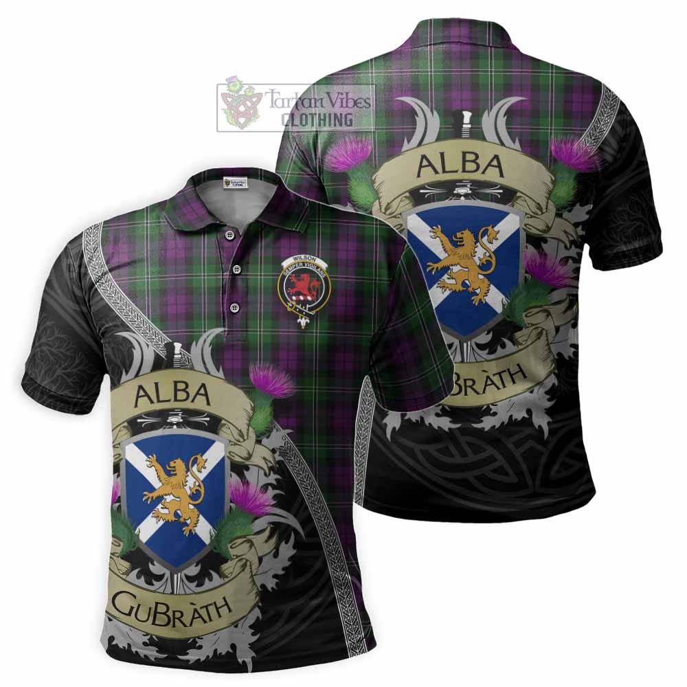 Tartan Vibes Clothing Wilson Tartan Family Crest Polo Shirt Lion Rampant Royal Thistle Shield Celtic Inspired